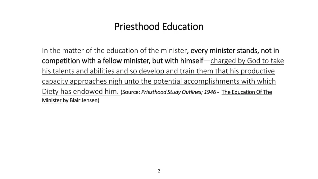 priesthood education priesthood education
