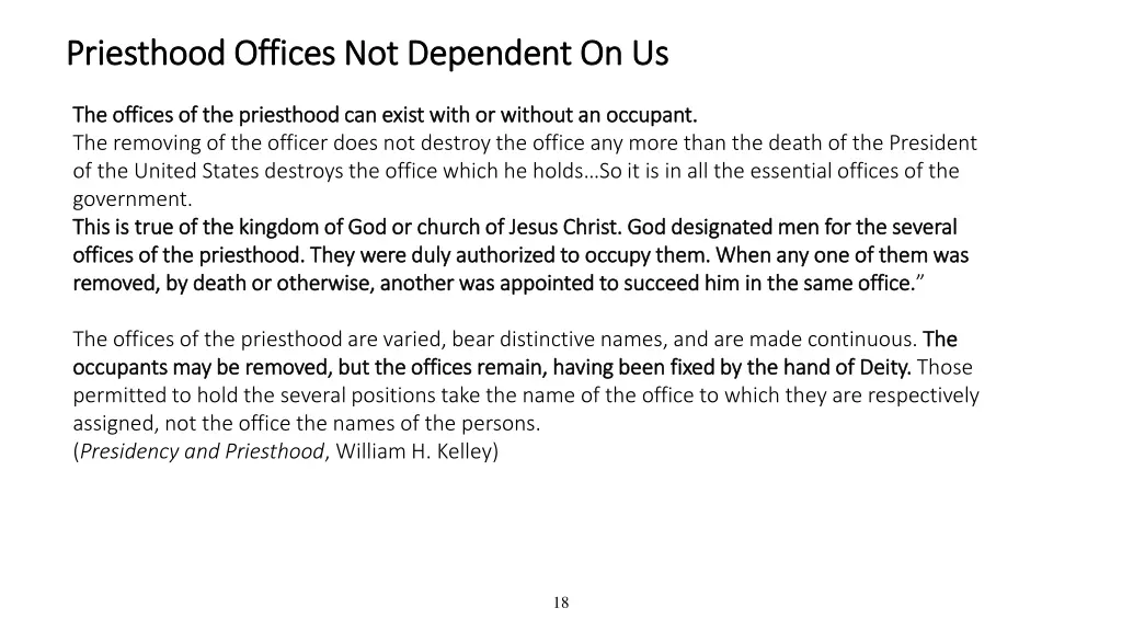priesthood offices not dependent on us priesthood