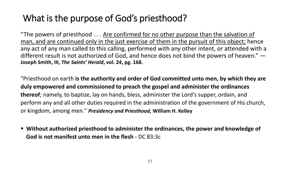 what is the purpose of god s priesthood what