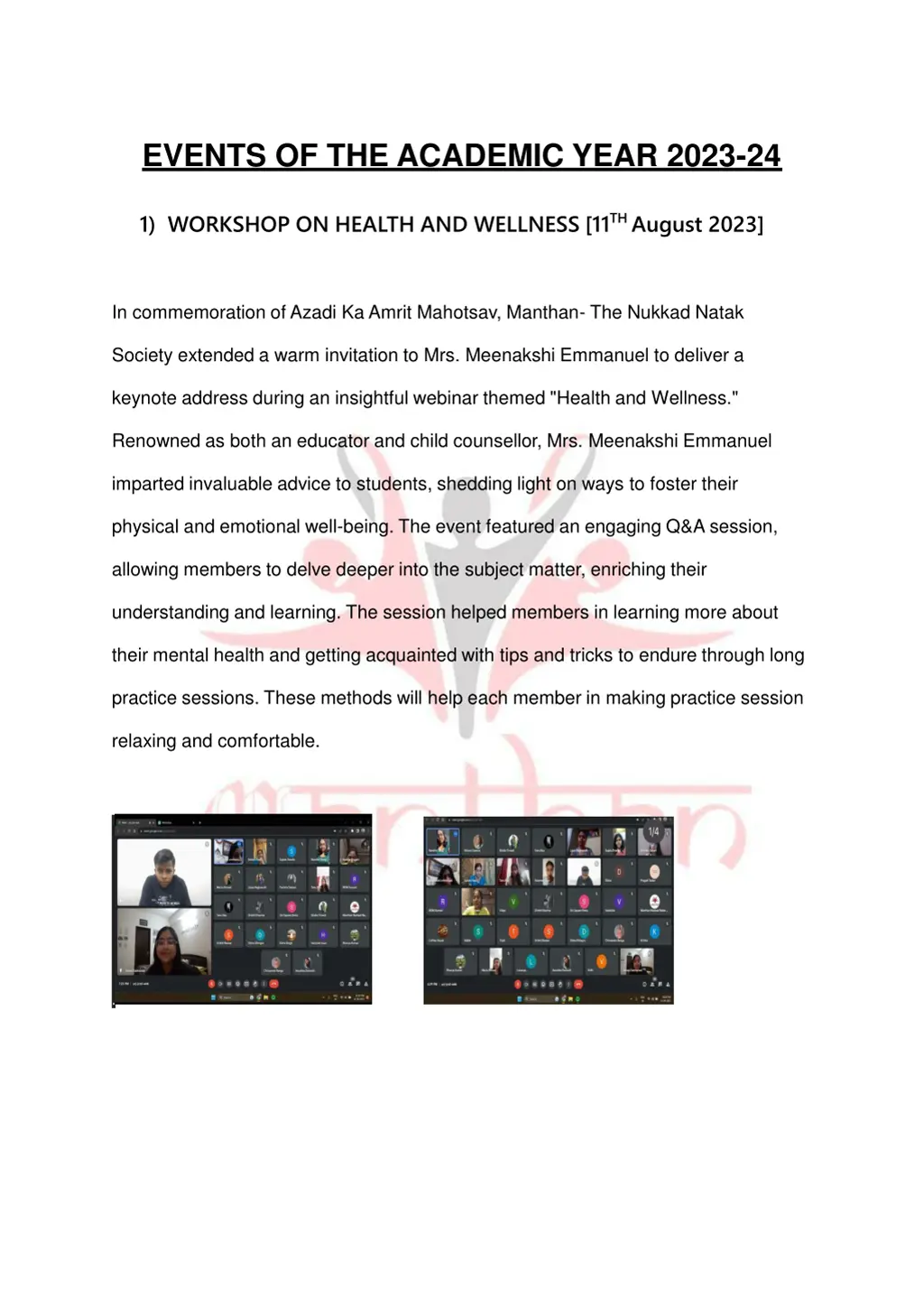 events of the academic year 2023 24