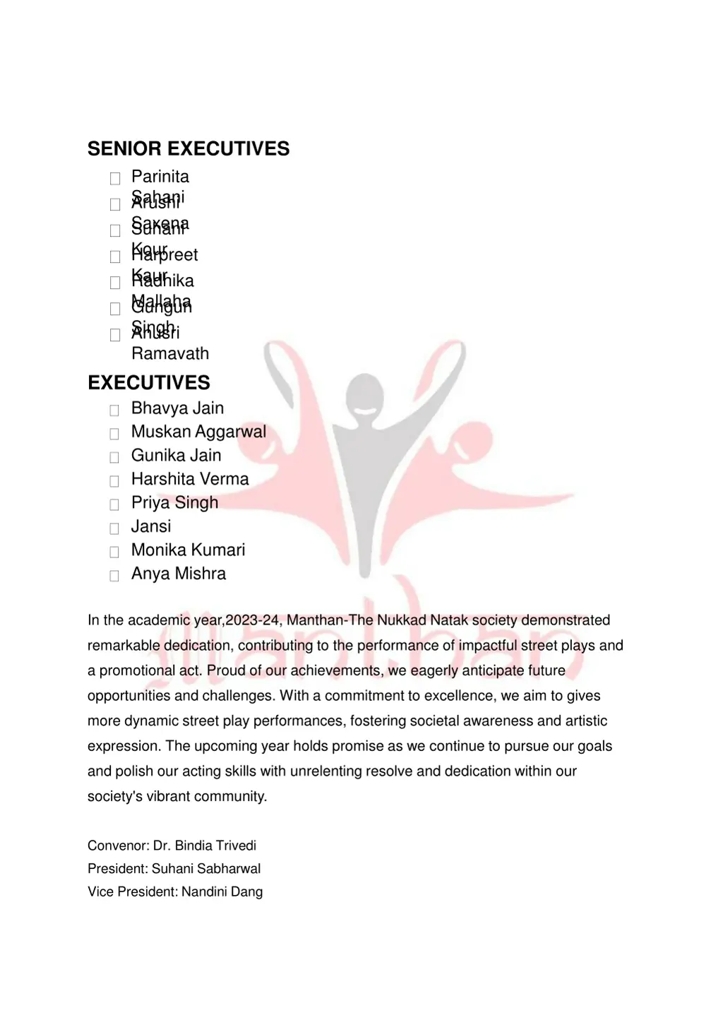 senior executives parinita sahani arushi saxena