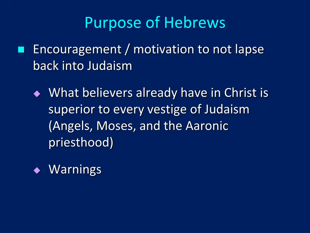 purpose of hebrews