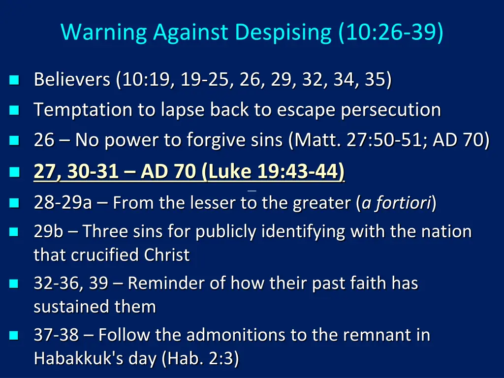 warning against despising 10 26 39 1