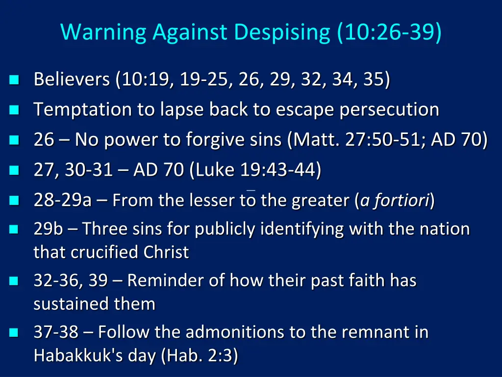warning against despising 10 26 39 2