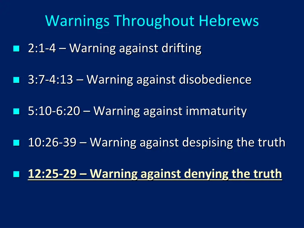 warnings throughout hebrews 3