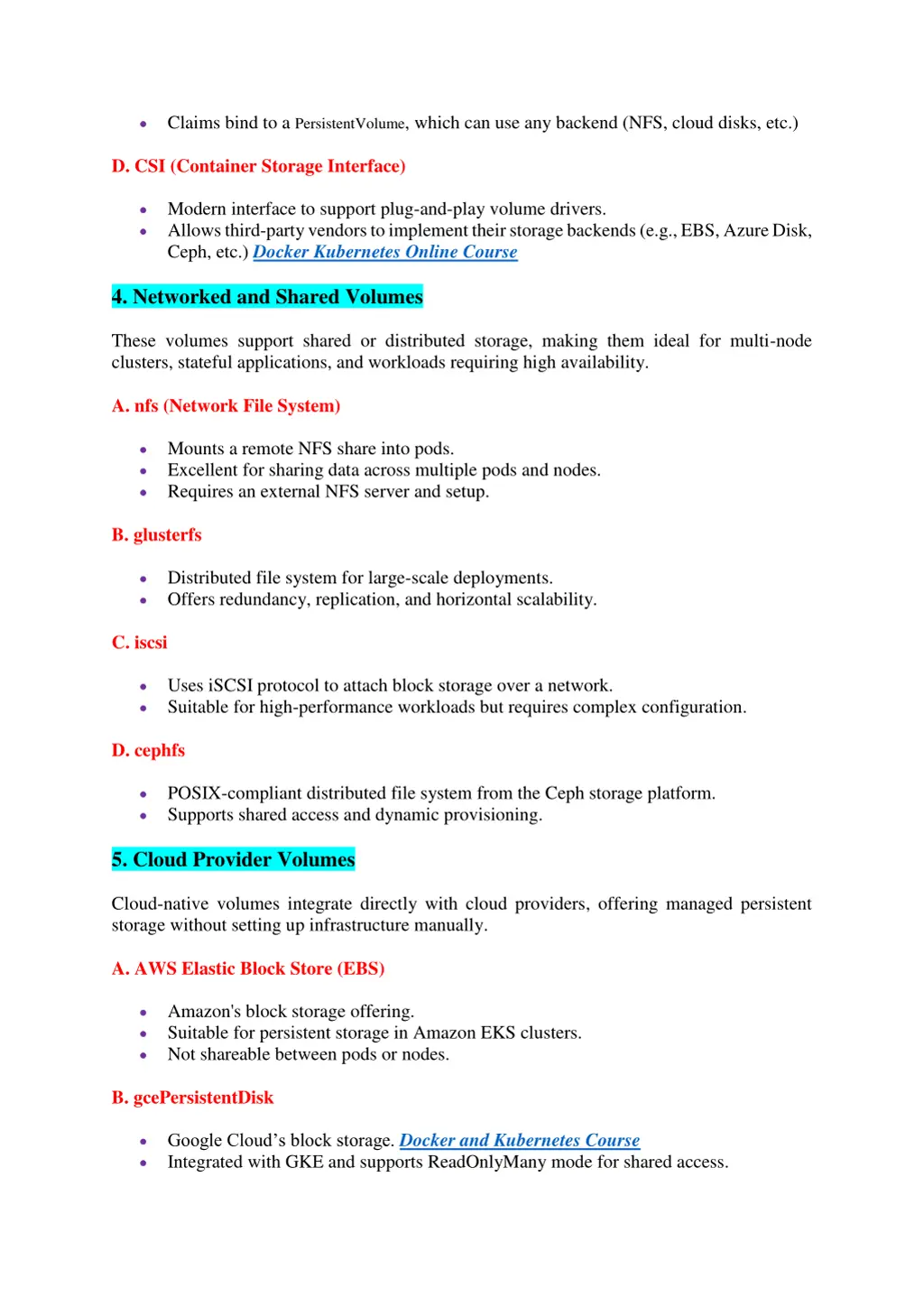 claims bind to a persistentvolume which