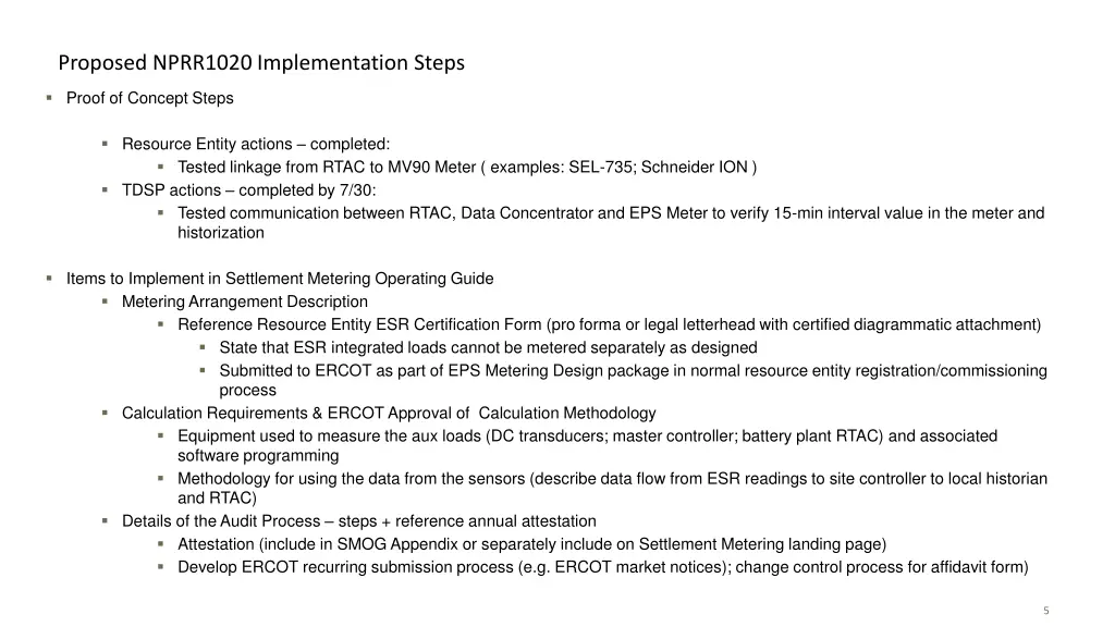 proposed nprr1020 implementation steps