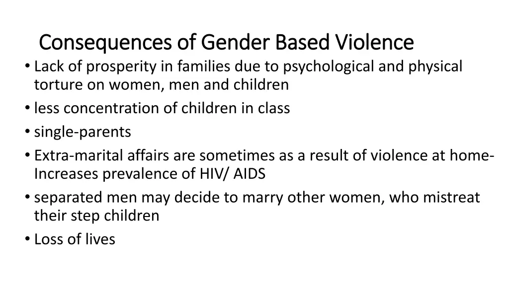 consequences of gender based violence