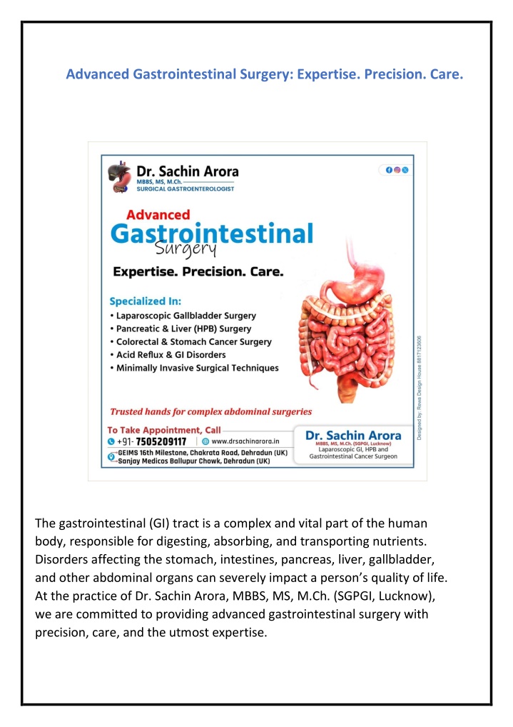 advanced gastrointestinal surgery expertise