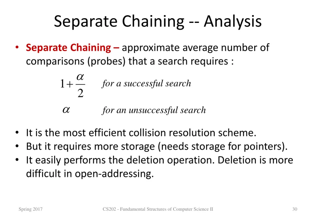 separate chaining analysis