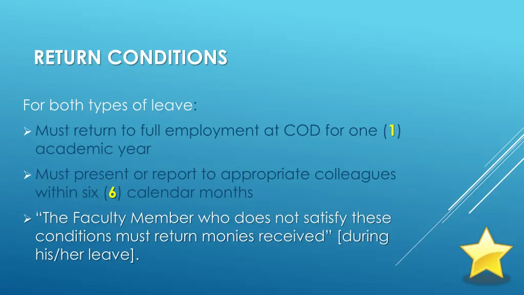 return conditions