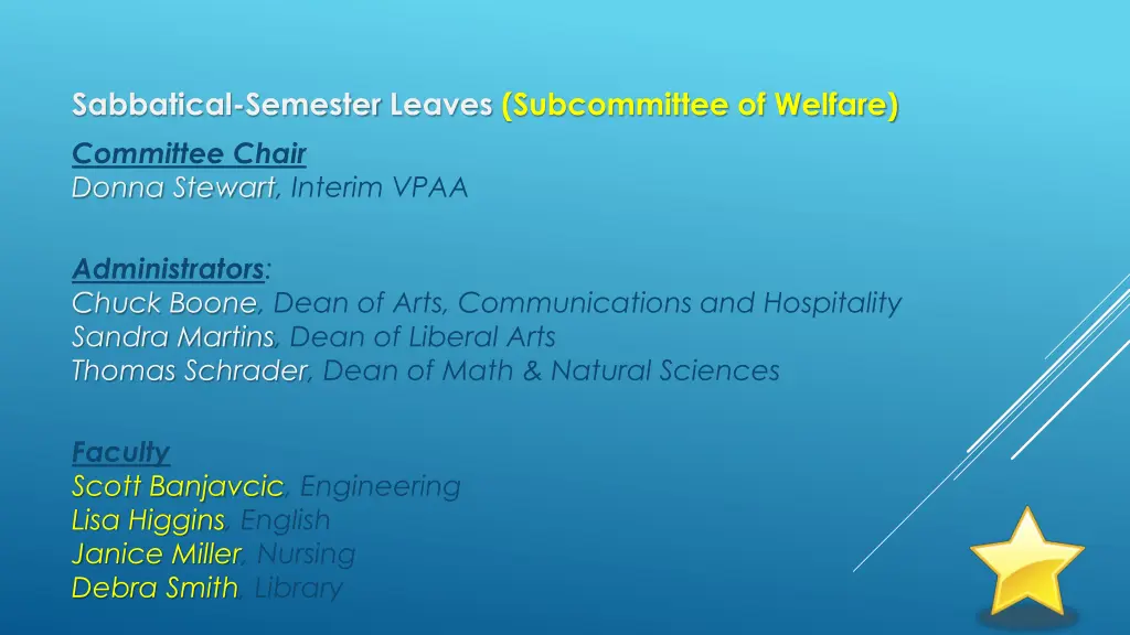 sabbatical semester leaves subcommittee