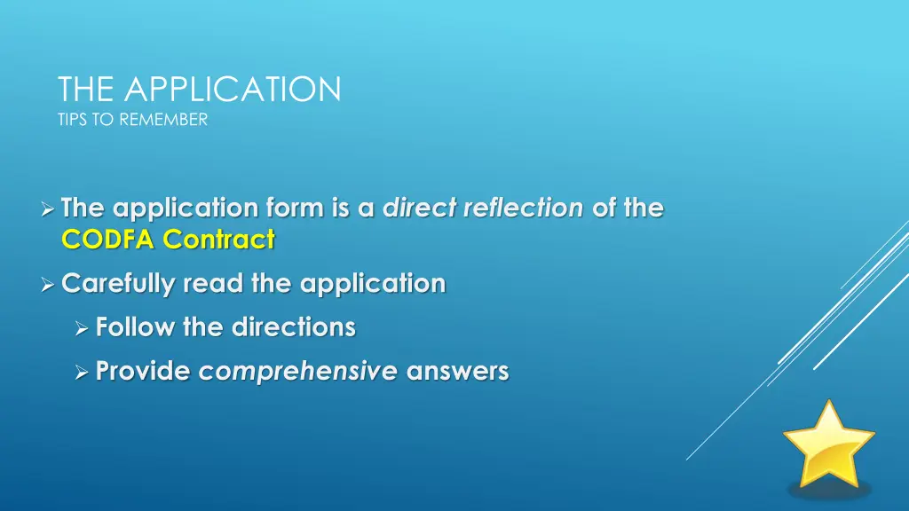 the application tips to remember