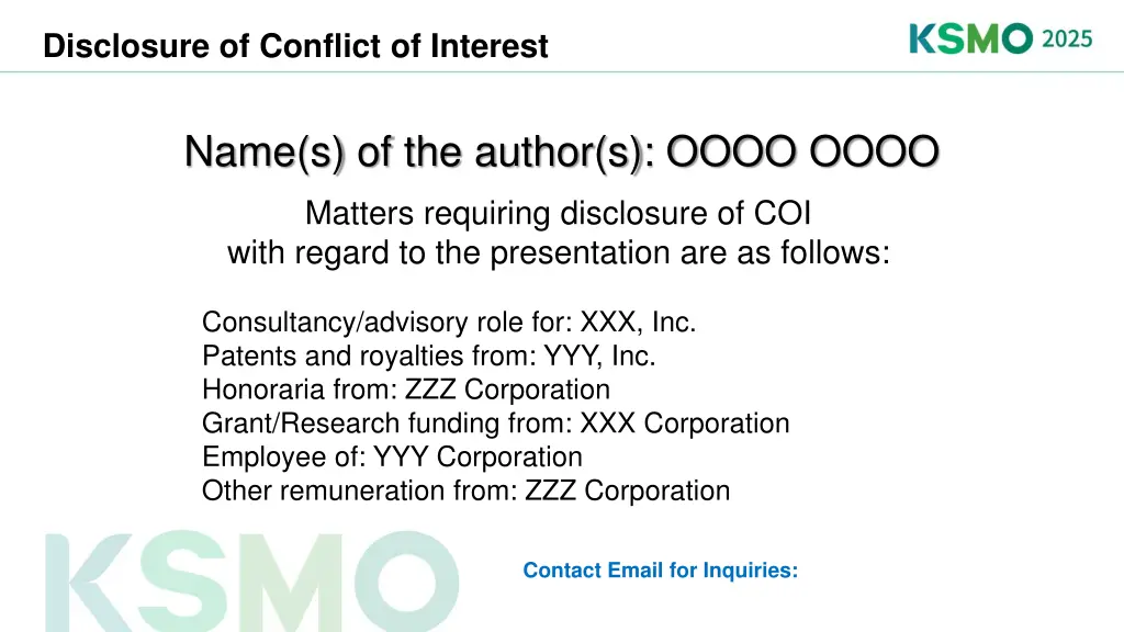disclosure of conflict of interest