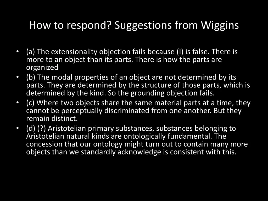 how to respond suggestions from wiggins