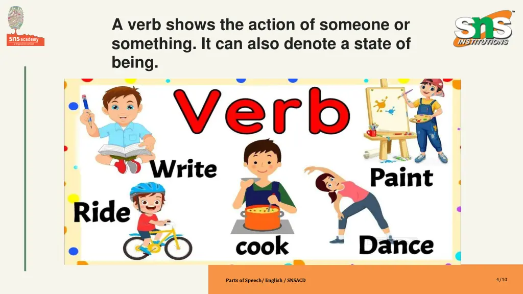 a verb shows the action of someone or something