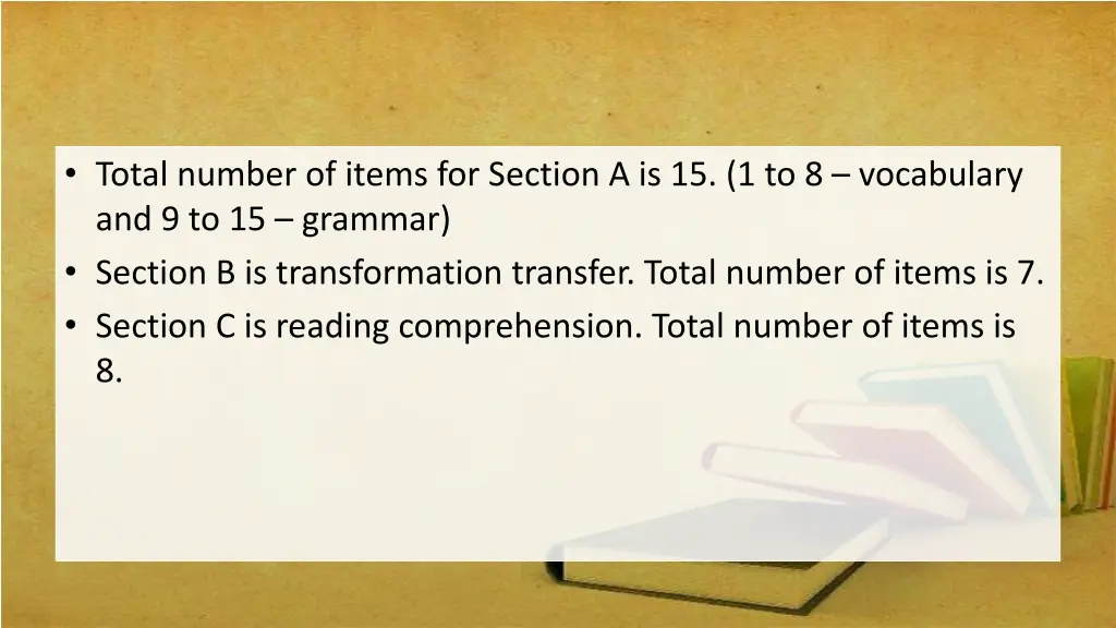 total number of items for section