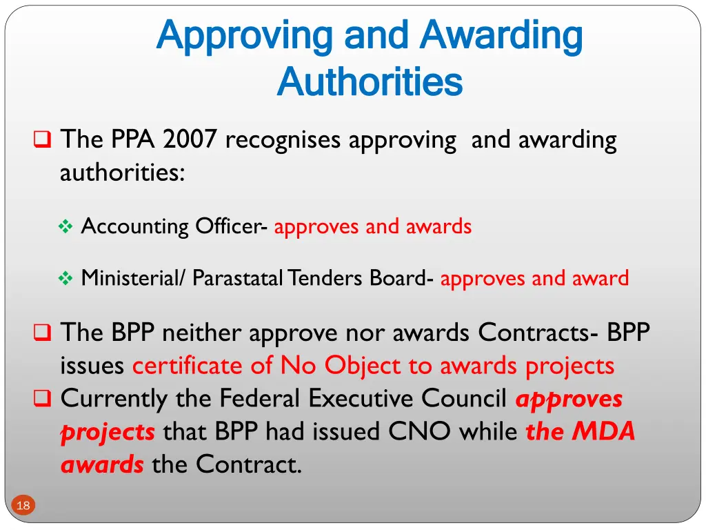 approving and awarding approving and awarding