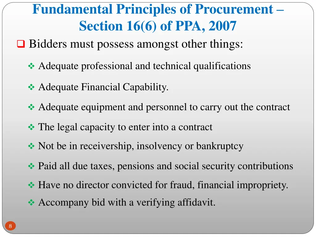 fundamental principles of procurement section