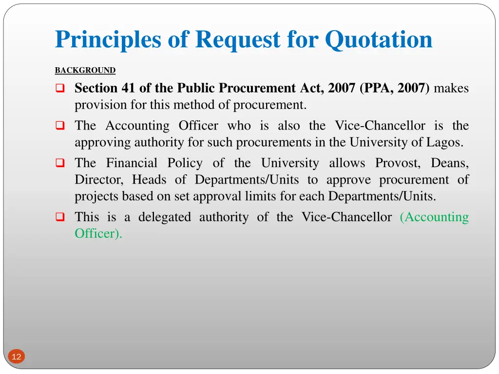 principles of request for quotation