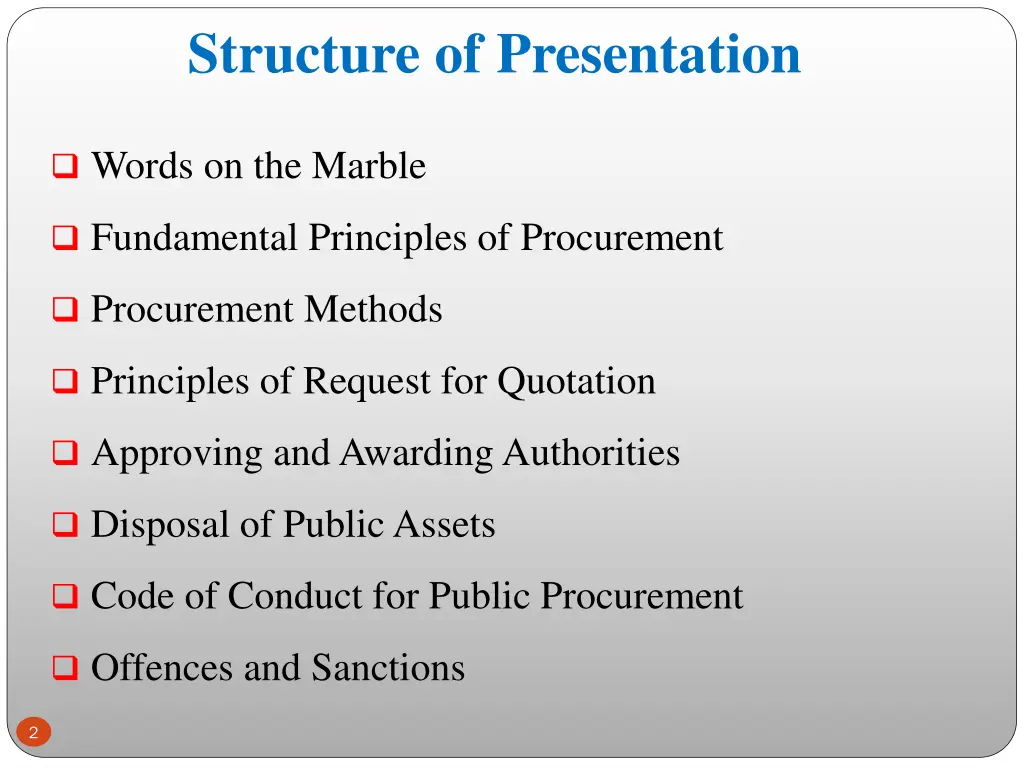 structure of presentation