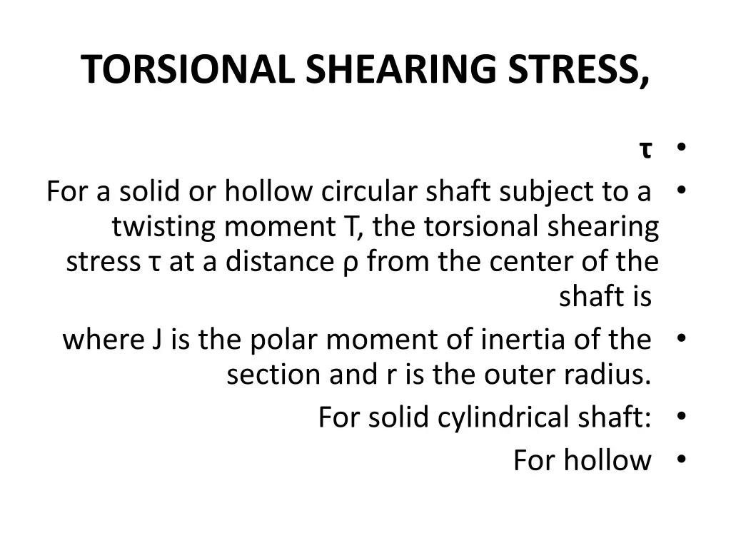 torsional shearing stress