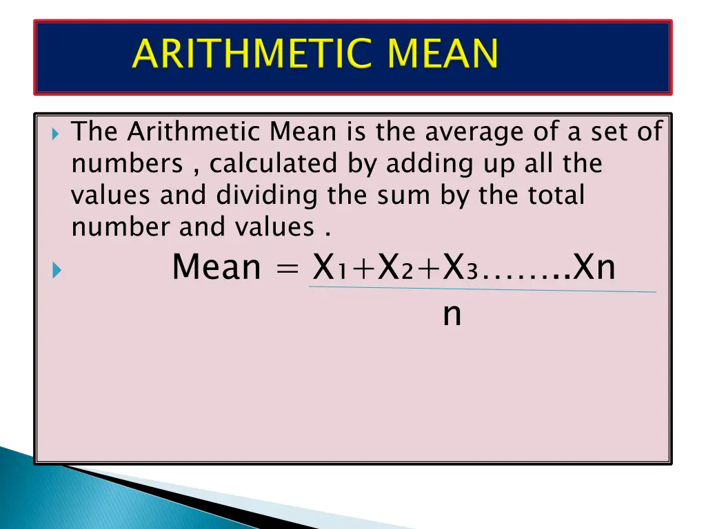 the arithmetic mean is the average
