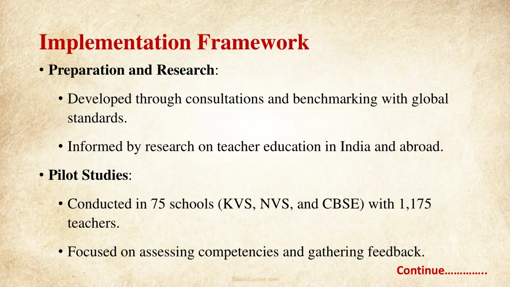 implementation framework preparation and research