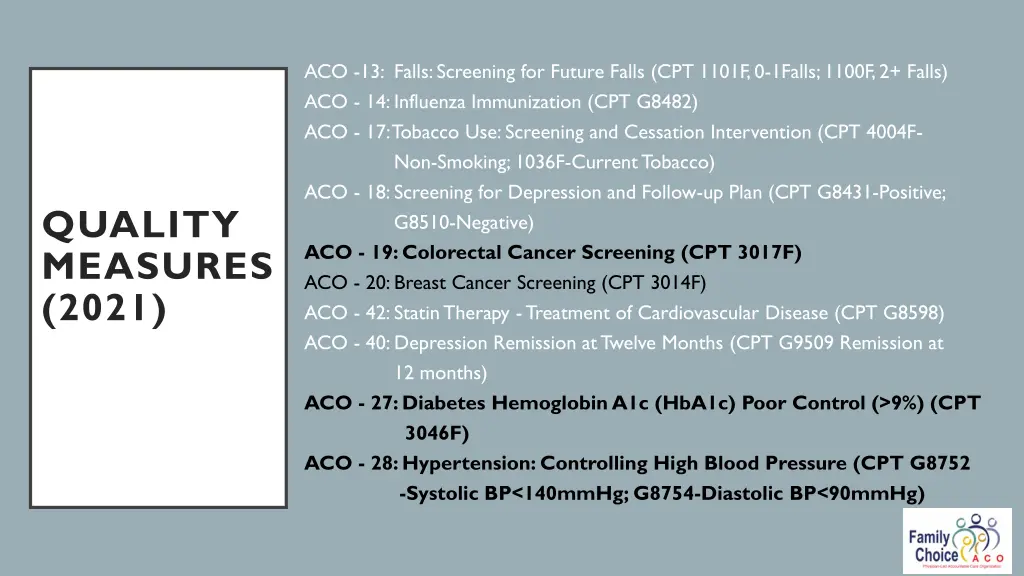 aco 13 falls screening for future falls cpt 1101f