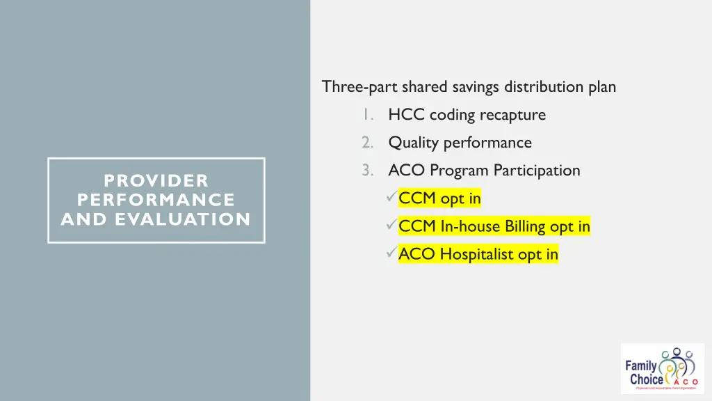 three part shared savings distribution plan