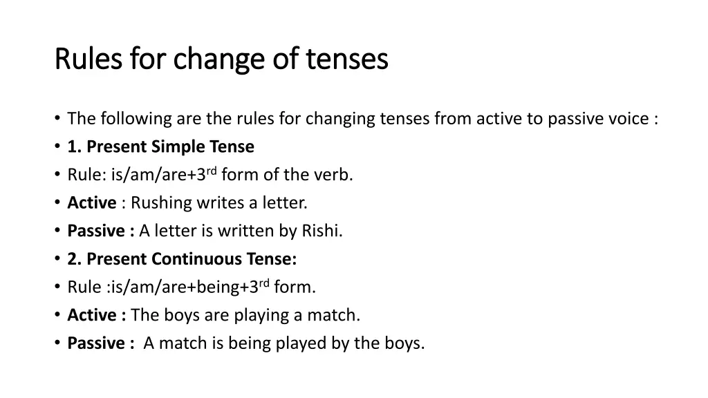 rules for change of tenses rules for change