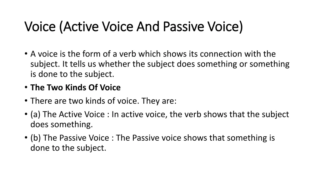 voice active voice and passive voice voice active