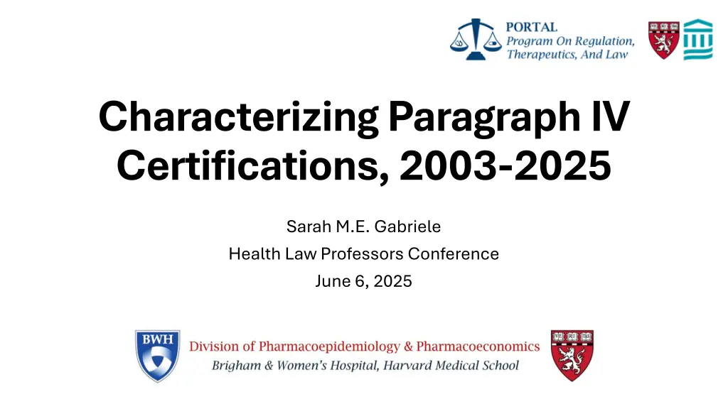 characterizing paragraph iv certifications 2003