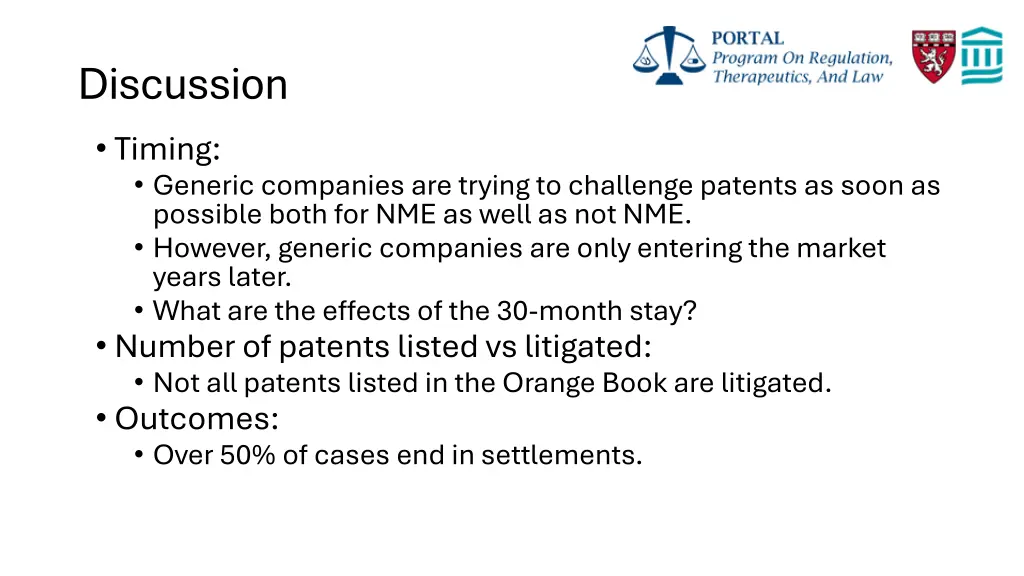 discussion timing generic companies are trying