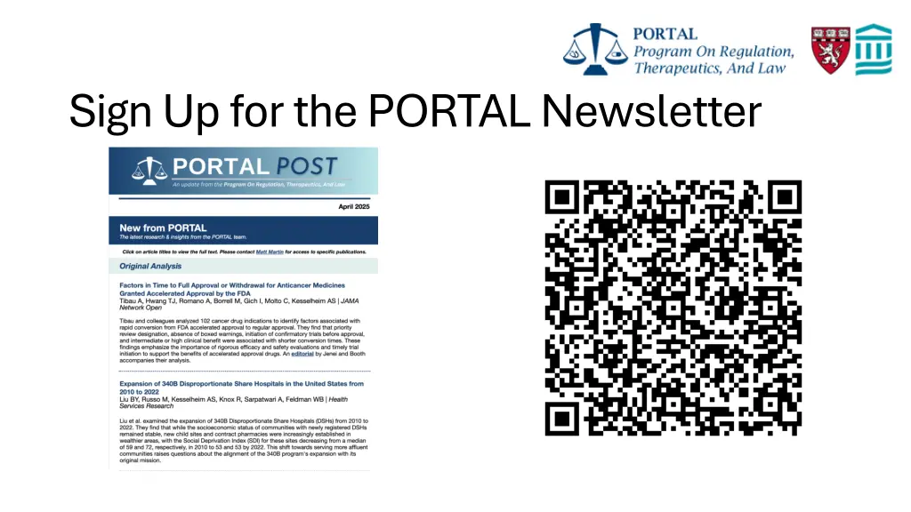 sign up for the portal newsletter