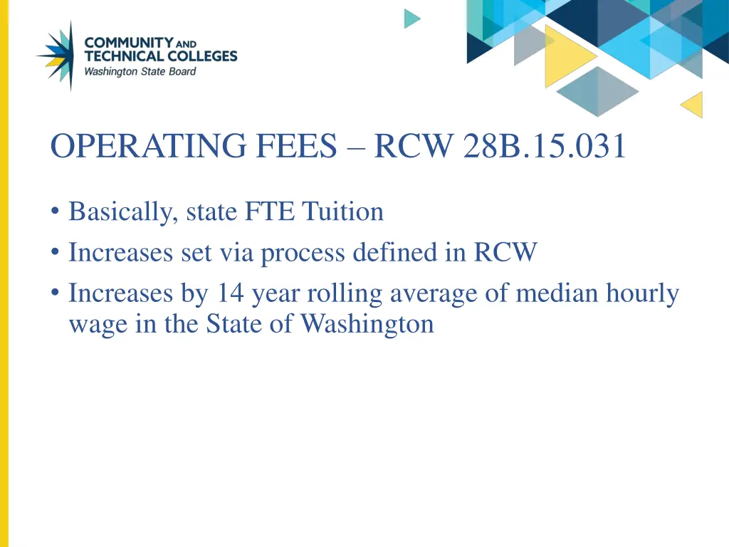 operating fees rcw 28b 15 031