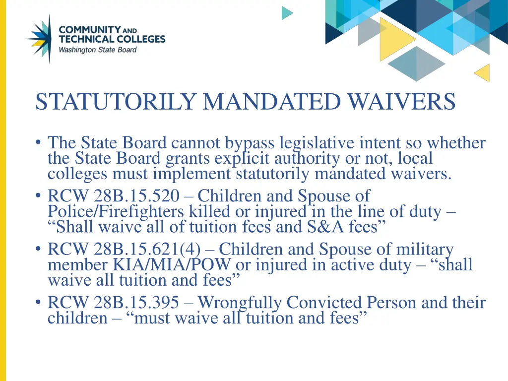 statutorily mandated waivers
