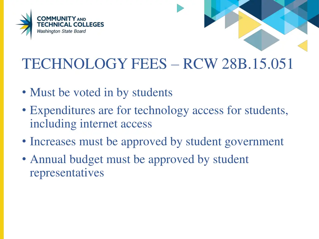 technology fees rcw 28b 15 051
