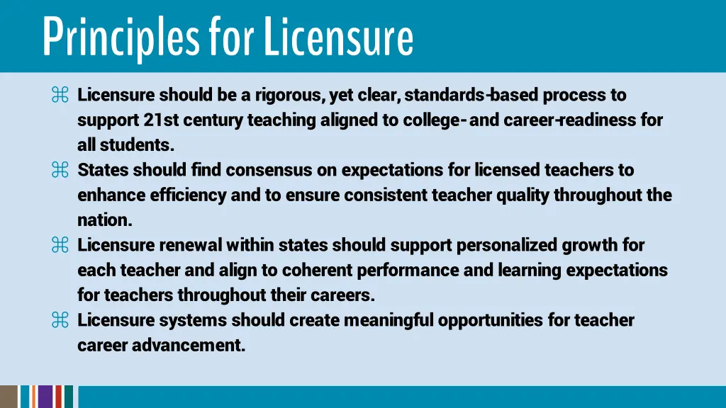 principles for licensure licensure should