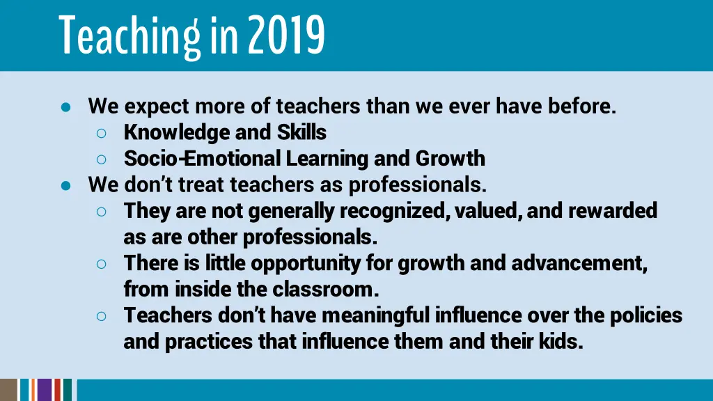 teaching in 2019