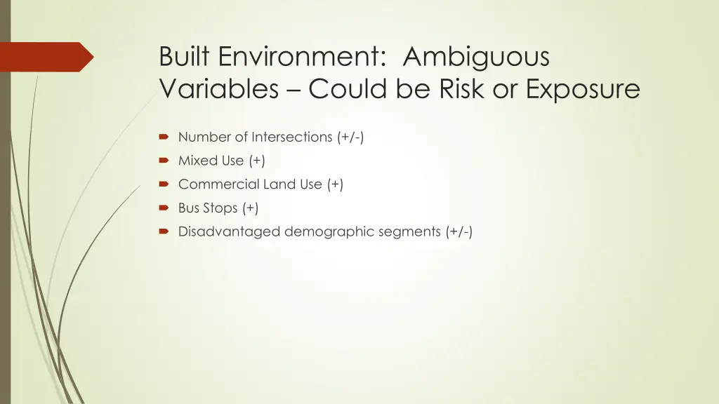 built environment ambiguous variables could
