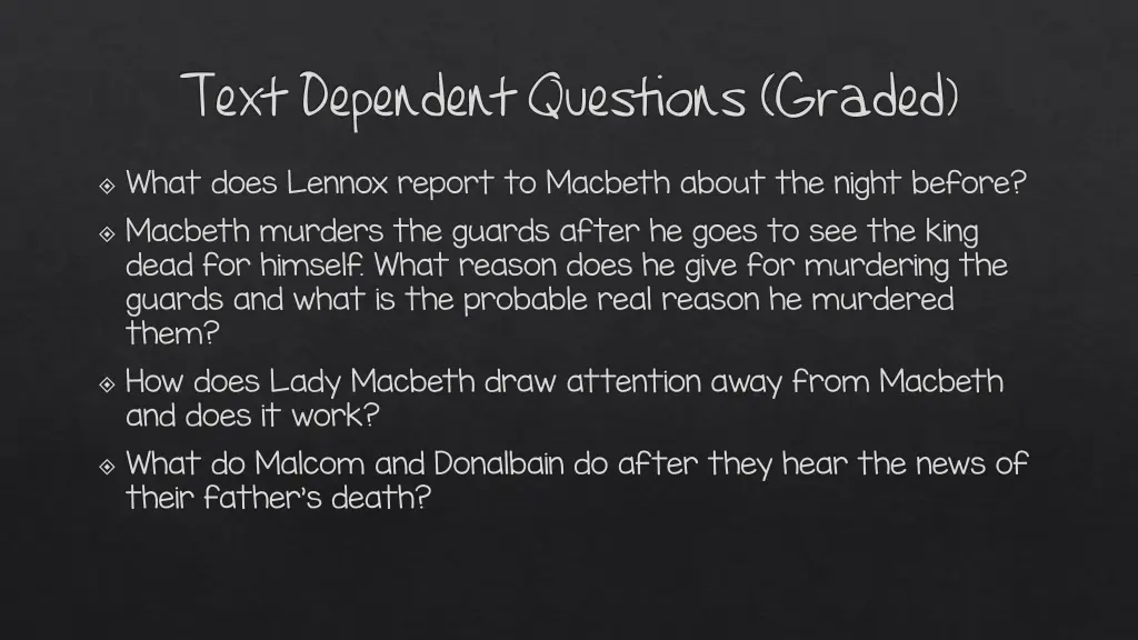 text dependent questions graded