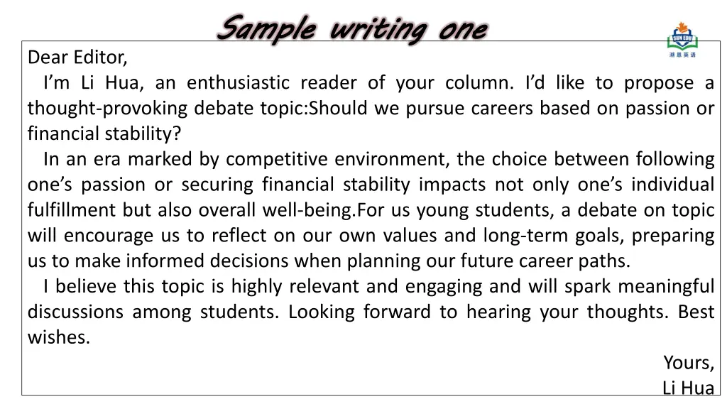 sample writing one
