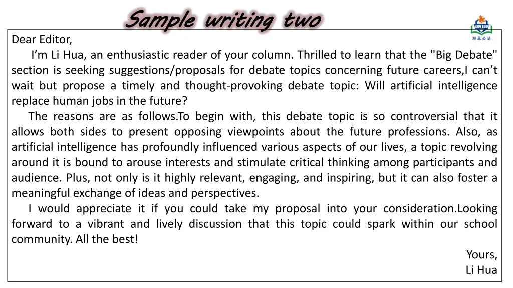 sample writing two