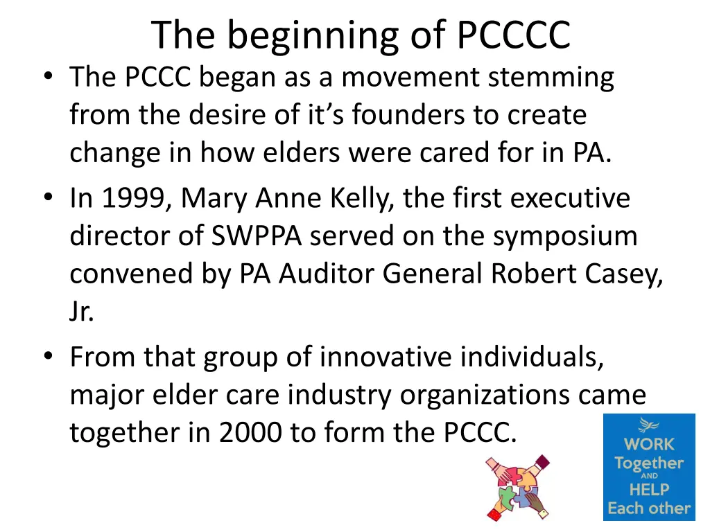 the beginning of pcccc the pccc began