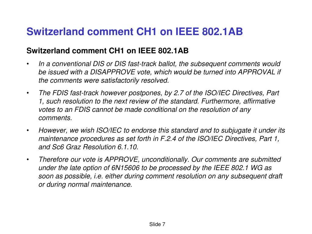 switzerland comment ch1 on ieee 802 1ab