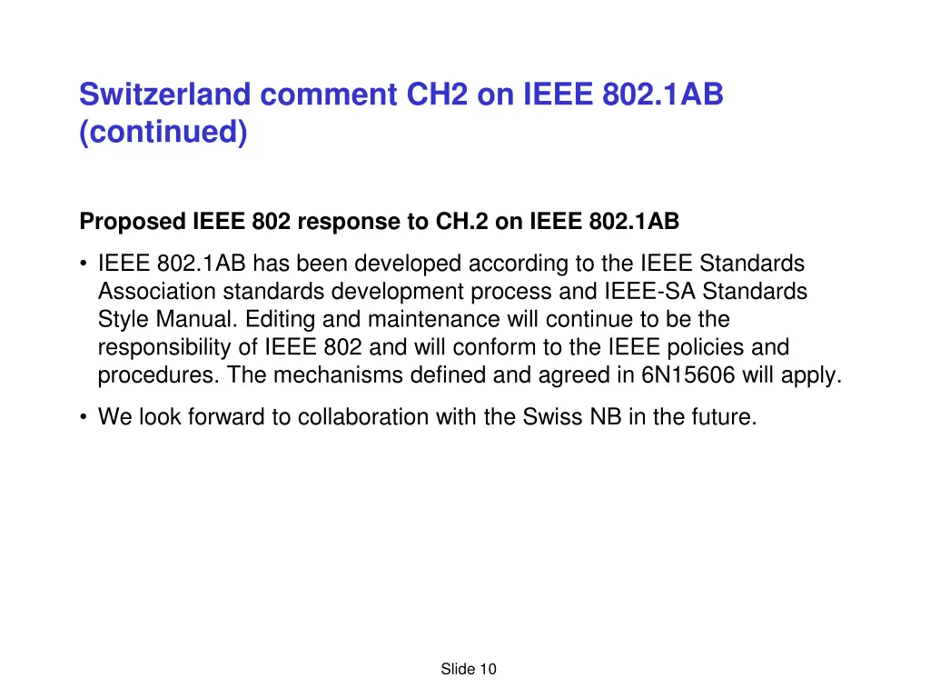 switzerland comment ch2 on ieee 802 1ab continued