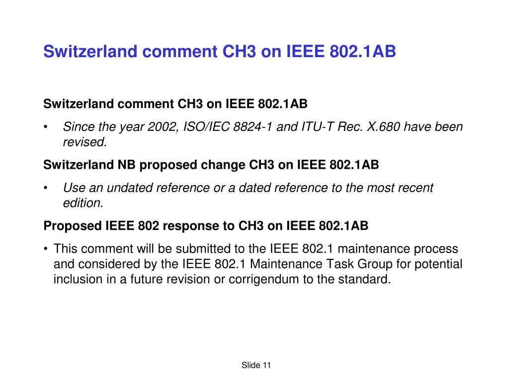 switzerland comment ch3 on ieee 802 1ab