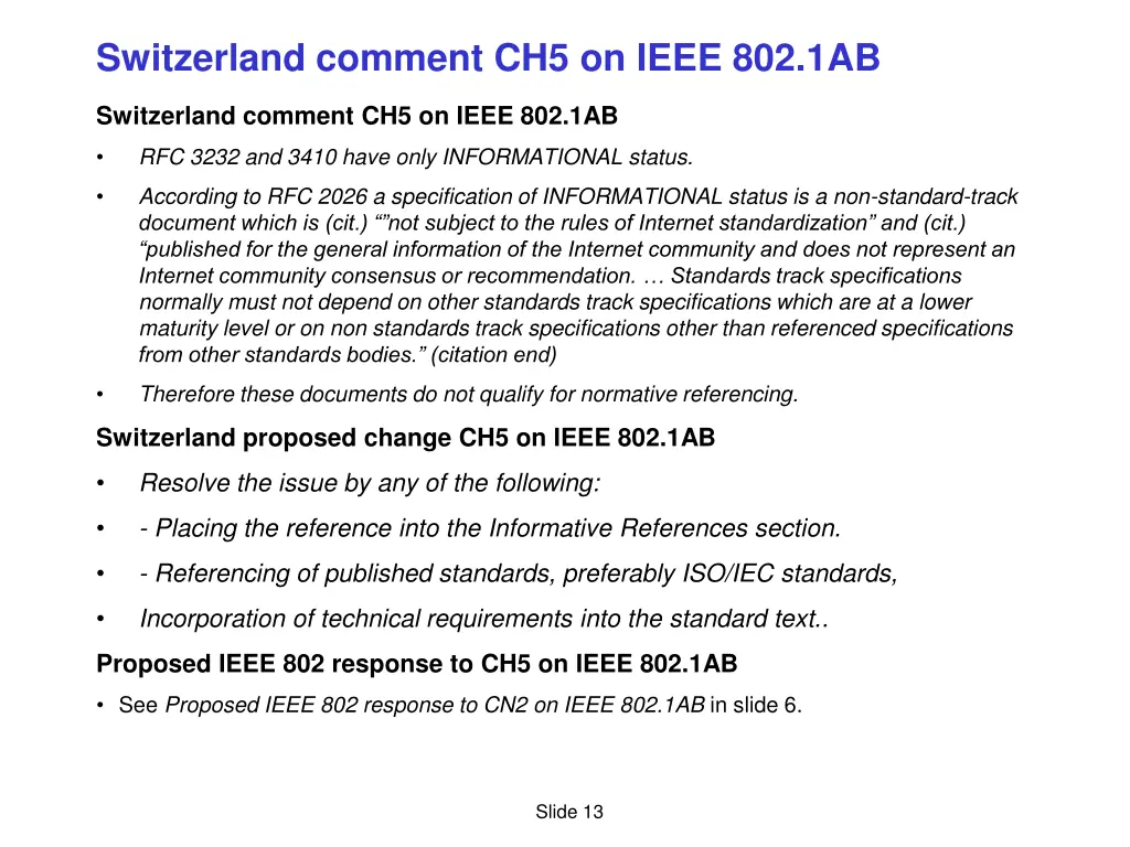 switzerland comment ch5 on ieee 802 1ab