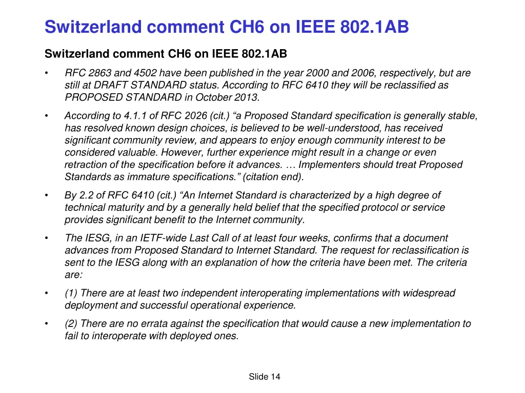 switzerland comment ch6 on ieee 802 1ab